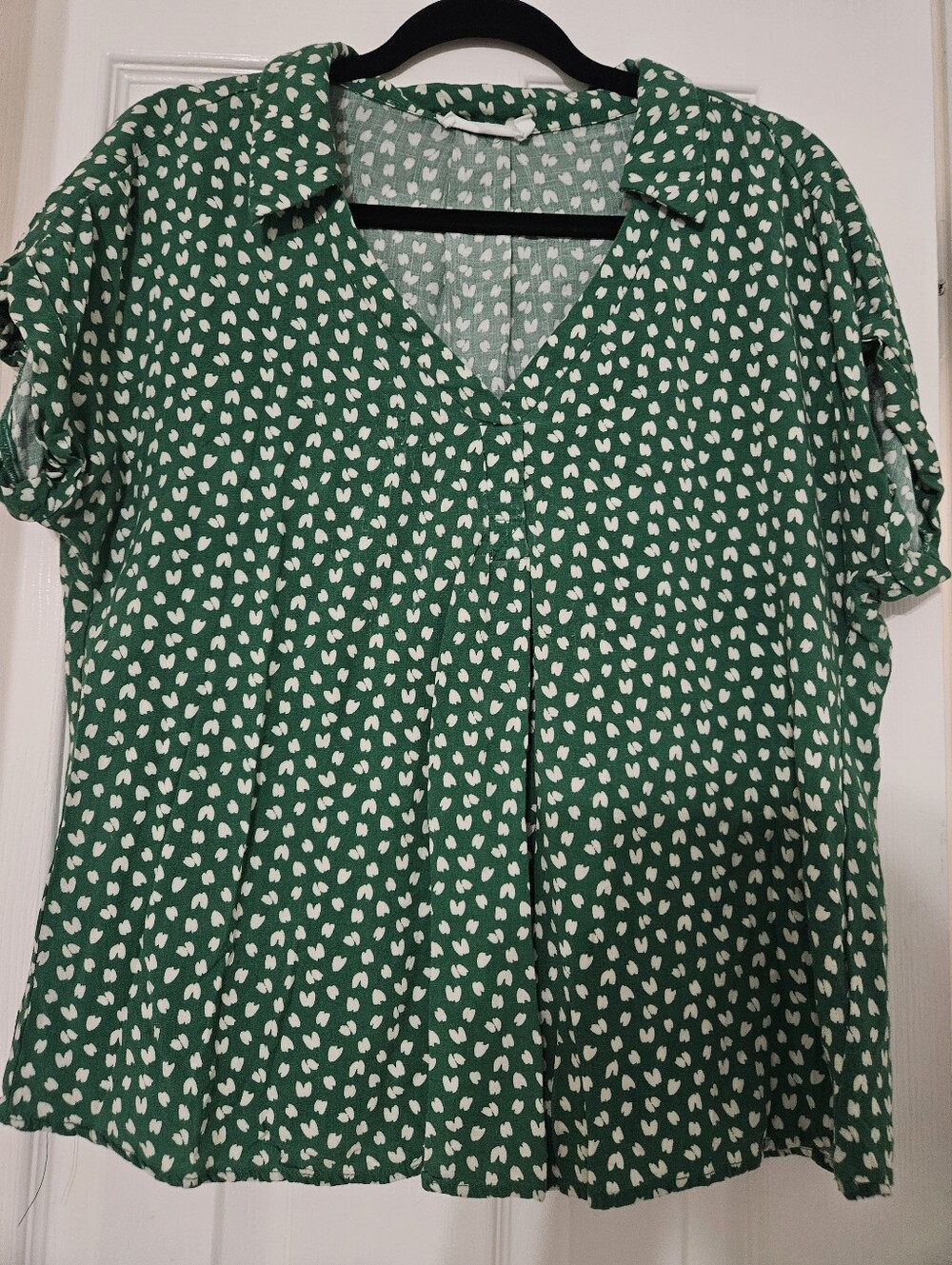 Lush Green Printed Collared Blouse